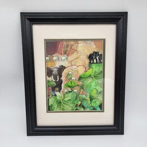 M‎ Sebring Abstract Elephants Jungle Artist Signed Framed Matte Layered Art